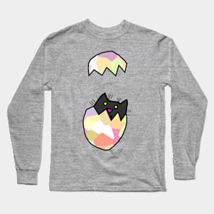 Black Cat Kitten Funny Easter Eggs Long Sleeve T-Shirt